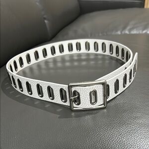 Chic White Belt with Silver Buckle